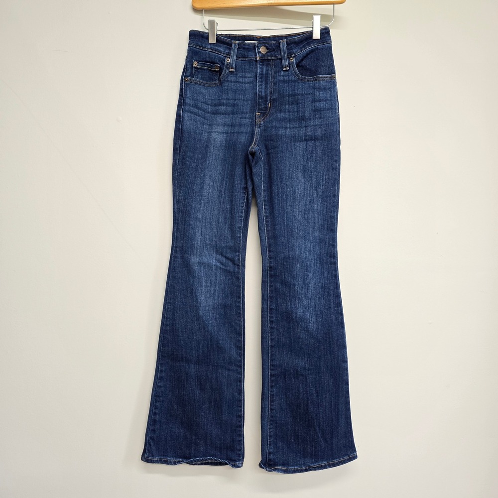 Levi's 726 Flare Jeans Womens 26 Blue Dark Wash High Rise Boho Retro Minimalist